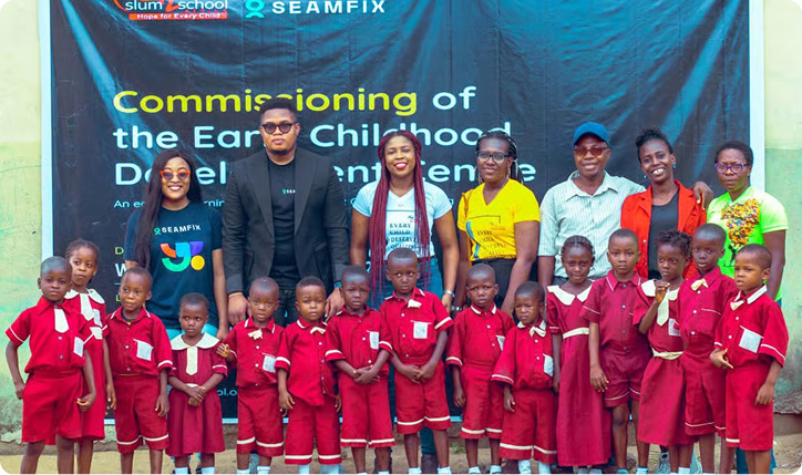 Seamfix and Slum2School teams at the commissioning of the Early Childhood Development Centre